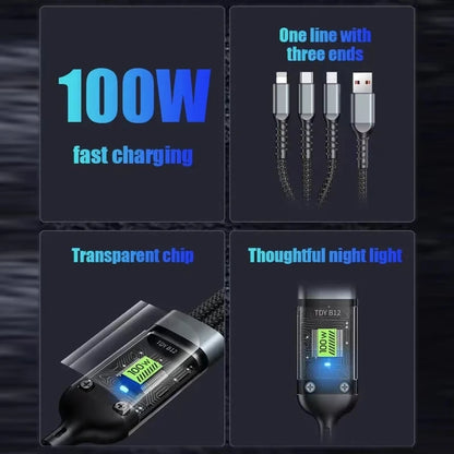 The TripleZap Whirl - 3 In 1  Fast Charging Cable