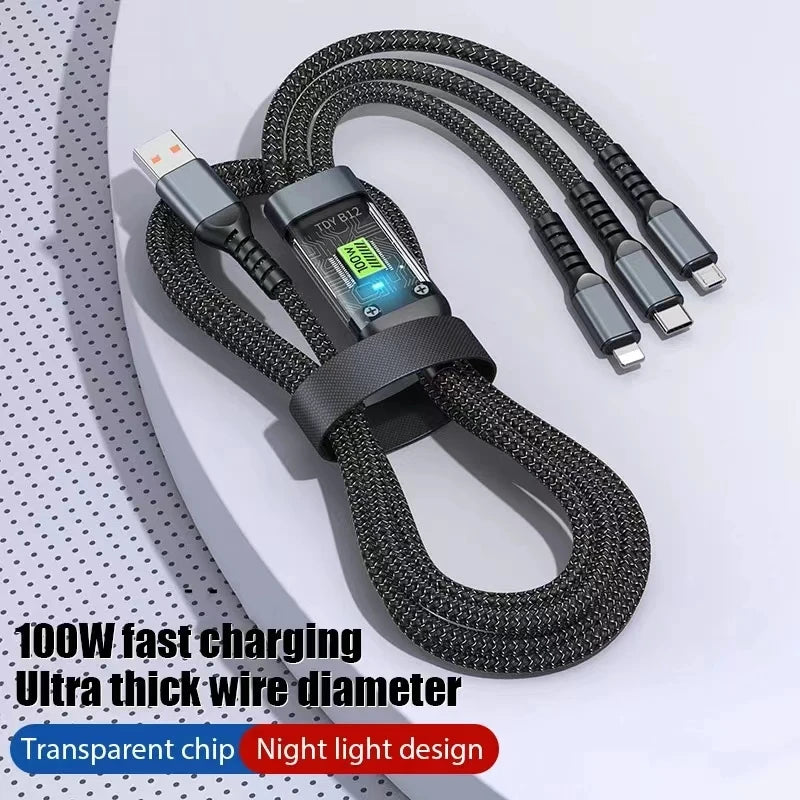 The TripleZap Whirl - 3 In 1  Fast Charging Cable