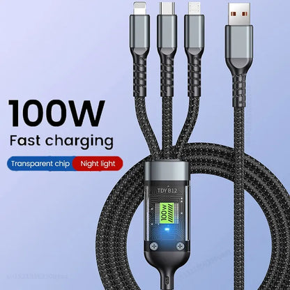 The TripleZap Whirl - 3 In 1  Fast Charging Cable