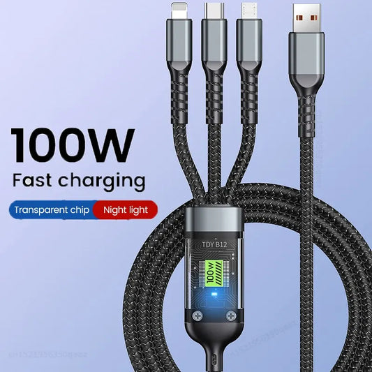 The TripleZap Whirl - 3 In 1  Fast Charging Cable